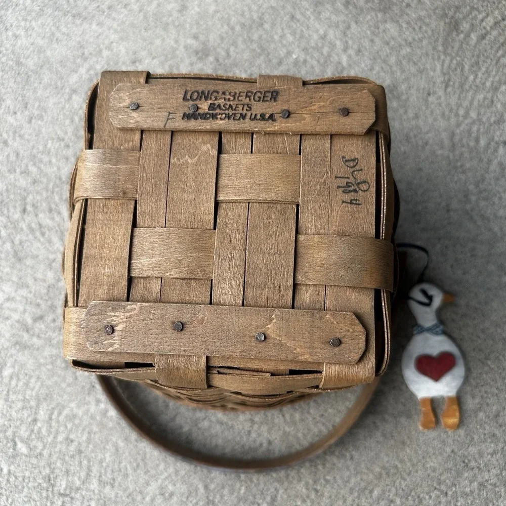 Vintage 1984 Longaberger Apple Goose Duck Swing Basket Farm Country Cottagecore